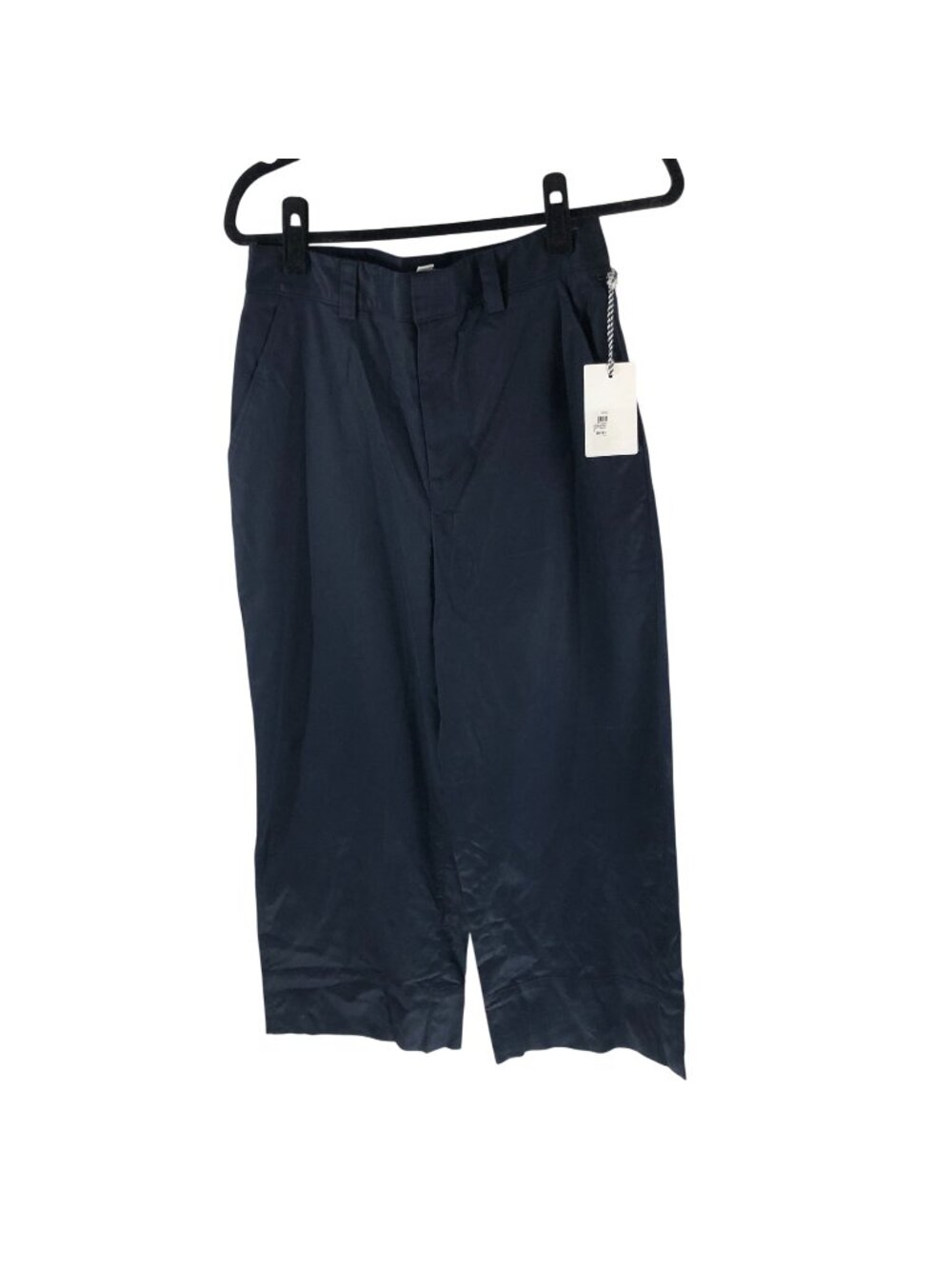 1901 Womens Khaki Pants Wide Leg Cropped Cotton Blend Pockets Navy Blue 8